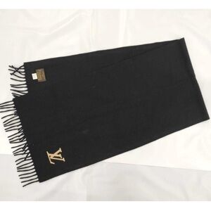 Louis Vuitton Black Scarf with Gold Accent